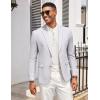 COOFANDY Mens Casual Cotton Linen Blazer Lightweight Linen Sport Coat Two Button Suit Jacket(Light Grey)