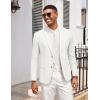 COOFANDY Mens Casual Cotton Linen Blazer Lightweight Linen Sport Coat Two Button Suit Jacket(White)