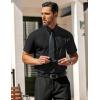 COOFANDY Men’s Casual Dress Shirts Short Sleeve Wrinkle Free Casual Button Down Shirts(Black)