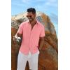 COOFANDY Men’s Casual Dress Shirts Short Sleeve Wrinkle Free Casual Button Down Shirts(Champagne Pink)