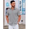 COOFANDY Men’s Casual Dress Shirts Short Sleeve Wrinkle Free Casual Button Down Shirts(Concrete Gray)