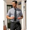 COOFANDY Men’s Casual Dress Shirts Short Sleeve Wrinkle Free Casual Button Down Shirts(Light Grey)