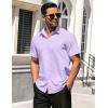 COOFANDY Men’s Casual Dress Shirts Short Sleeve Wrinkle Free Casual Button Down Shirts(Light Purple)