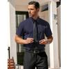COOFANDY Men’s Casual Dress Shirts Short Sleeve Wrinkle Free Casual Button Down Shirts(Navy Blue)