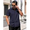 COOFANDY Men’s Casual Dress Shirts Short Sleeve Wrinkle Free Casual Button Down Shirts(Navy Blue)