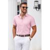 COOFANDY Men’s Casual Dress Shirts Short Sleeve Wrinkle Free Casual Button Down Shirts(Pink)