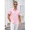 COOFANDY Men’s Casual Dress Shirts Short Sleeve Wrinkle Free Casual Button Down Shirts(Pink)