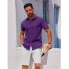 COOFANDY Men’s Casual Dress Shirts Short Sleeve Wrinkle Free Casual Button Down Shirts(Violet)