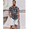 COOFANDY Men’s Casual Dress Shirts Short Sleeve Wrinkle Free Casual Button Down Shirts(White-black Abstract)