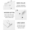 COOFANDY Men’s Casual Henley Shirt Long Sleeve Band Collar Shirts Summer Beach Hippie Button T-Shirts(A-white)