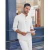 COOFANDY Men’s Casual Henley Shirt Long Sleeve Band Collar Shirts Summer Beach Hippie Button T-Shirts(A-white)