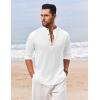 COOFANDY Men’s Casual Henley Shirt Long Sleeve Band Collar Shirts Summer Beach Hippie Button T-Shirts(A-white)