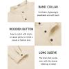 COOFANDY Men’s Casual Henley Shirt Long Sleeve Band Collar Shirts Summer Beach Hippie Button T-Shirts(Beige)