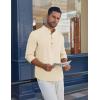 COOFANDY Men’s Casual Henley Shirt Long Sleeve Band Collar Shirts Summer Beach Hippie Button T-Shirts(Beige)