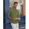 COOFANDY Men’s Casual Henley Shirt Long Sleeve Band Collar Shirts Summer Beach Hippie Button T-Shirts(Dark Green)