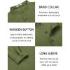 COOFANDY Men’s Casual Henley Shirt Long Sleeve Band Collar Shirts Summer Beach Hippie Button T-Shirts(Dark Green)