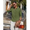 COOFANDY Men’s Casual Henley Shirt Long Sleeve Band Collar Shirts Summer Beach Hippie Button T-Shirts(Dark Green)