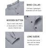 COOFANDY Men’s Casual Henley Shirt Long Sleeve Band Collar Shirts Summer Beach Hippie Button T-Shirts(Grey)