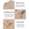 COOFANDY Men’s Casual Henley Shirt Long Sleeve Band Collar Shirts Summer Beach Hippie Button T-Shirts(Khaki)