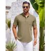 COOFANDY Mens Casual Henley Shirts Band Collar Short Sleeve T-Shirts Summer Stylish Beach Hippie Shirt(Army Green)