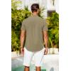 COOFANDY Mens Casual Henley Shirts Band Collar Short Sleeve T-Shirts Summer Stylish Beach Hippie Shirt(Army Green)