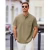 COOFANDY Mens Casual Henley Shirts Band Collar Short Sleeve T-Shirts Summer Stylish Beach Hippie Shirt(Army Green)