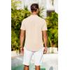 COOFANDY Mens Casual Henley Shirts Band Collar Short Sleeve T-Shirts Summer Stylish Beach Hippie Shirt(Beige)