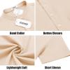 COOFANDY Mens Casual Henley Shirts Band Collar Short Sleeve T-Shirts Summer Stylish Beach Hippie Shirt(Beige)