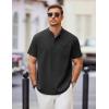 COOFANDY Mens Casual Henley Shirts Band Collar Short Sleeve T-Shirts Summer Stylish Beach Hippie Shirt(Black)
