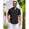 COOFANDY Mens Casual Henley Shirts Band Collar Short Sleeve T-Shirts Summer Stylish Beach Hippie Shirt(Black)