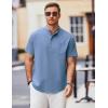 COOFANDY Mens Casual Henley Shirts Band Collar Short Sleeve T-Shirts Summer Stylish Beach Hippie Shirt(Blue)