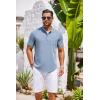 COOFANDY Mens Casual Henley Shirts Band Collar Short Sleeve T-Shirts Summer Stylish Beach Hippie Shirt(Light Blue)