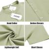 COOFANDY Mens Casual Henley Shirts Band Collar Short Sleeve T-Shirts Summer Stylish Beach Hippie Shirt(Light Green)
