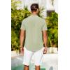 COOFANDY Mens Casual Henley Shirts Band Collar Short Sleeve T-Shirts Summer Stylish Beach Hippie Shirt(Light Green)
