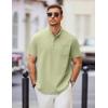 COOFANDY Mens Casual Henley Shirts Band Collar Short Sleeve T-Shirts Summer Stylish Beach Hippie Shirt(Light Green)
