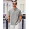 COOFANDY Mens Casual Henley Shirts Band Collar Short Sleeve T-Shirts Summer Stylish Beach Hippie Shirt(Light Grey)