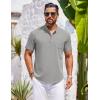 COOFANDY Mens Casual Henley Shirts Band Collar Short Sleeve T-Shirts Summer Stylish Beach Hippie Shirt(Light Grey)
