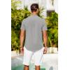 COOFANDY Mens Casual Henley Shirts Band Collar Short Sleeve T-Shirts Summer Stylish Beach Hippie Shirt(Light Grey)