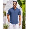 COOFANDY Mens Casual Henley Shirts Band Collar Short Sleeve T-Shirts Summer Stylish Beach Hippie Shirt(Navy Blue)