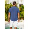 COOFANDY Mens Casual Henley Shirts Band Collar Short Sleeve T-Shirts Summer Stylish Beach Hippie Shirt(Navy Blue)