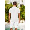 COOFANDY Mens Casual Henley Shirts Band Collar Short Sleeve T-Shirts Summer Stylish Beach Hippie Shirt(White)