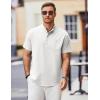 COOFANDY Mens Casual Henley Shirts Band Collar Short Sleeve T-Shirts Summer Stylish Beach Hippie Shirt(White)