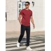 COOFANDY Men’s Casual Henley T-Shirts Summer Short Sleeve Cotton Shirts Basic Button Tee Tops(Wine Red)
