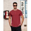 COOFANDY Men’s Casual Henley T-Shirts Summer Short Sleeve Cotton Shirts Basic Button Tee Tops(Wine Red)
