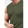 COOFANDY Mens Casual Knitted Tank Tops Crew Neck Sleeveless Muscle T Shirts Summer Beach Tops(Army Green)