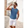 COOFANDY Mens Casual Knitted Tank Tops Crew Neck Sleeveless Muscle T Shirts Summer Beach Tops(Blue)