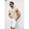 COOFANDY Mens Casual Knitted Tank Tops Crew Neck Sleeveless Muscle T Shirts Summer Beach Tops(Cream)