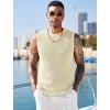 COOFANDY Mens Casual Knitted Tank Tops Crew Neck Sleeveless Muscle T Shirts Summer Beach Tops(Cream)