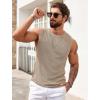 COOFANDY Mens Casual Knitted Tank Tops Crew Neck Sleeveless Muscle T Shirts Summer Beach Tops(Khaki)