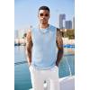 COOFANDY Mens Casual Knitted Tank Tops Crew Neck Sleeveless Muscle T Shirts Summer Beach Tops(Light Blue)